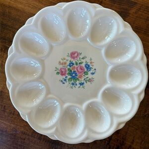 Vintage E & R American Artware Deviled Egg Platter 9 1/4” diameter